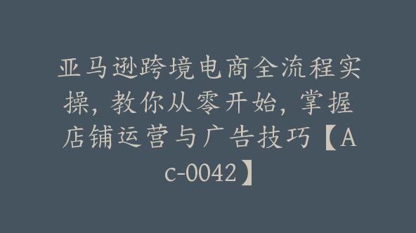 亚马逊跨境电商全流程实操，教你从零开始，掌握店铺运营与广告技巧【Ac-0042】