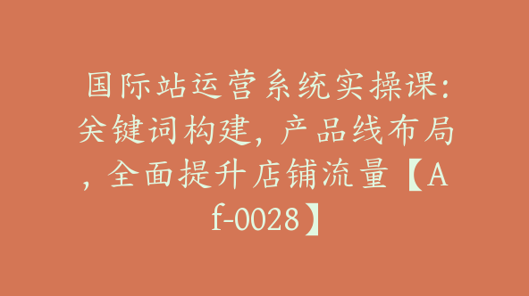 国际站运营系统实操课：关键词构建，产品线布局，全面提升店铺流量【Af-0028】