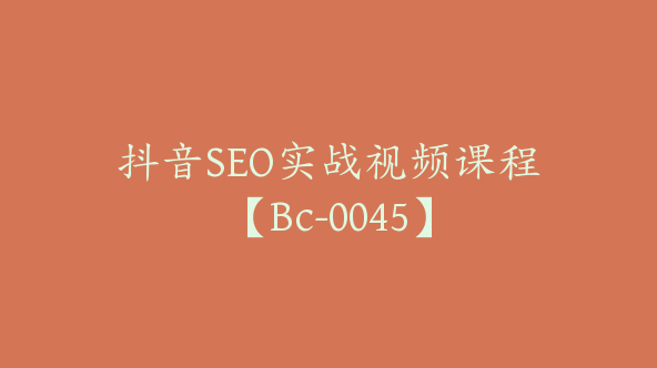 抖音SEO实战视频课程【Bc-0045】