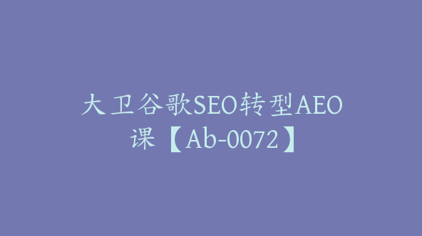 大卫谷歌SEO转型AEO课‌【Ab-0072】